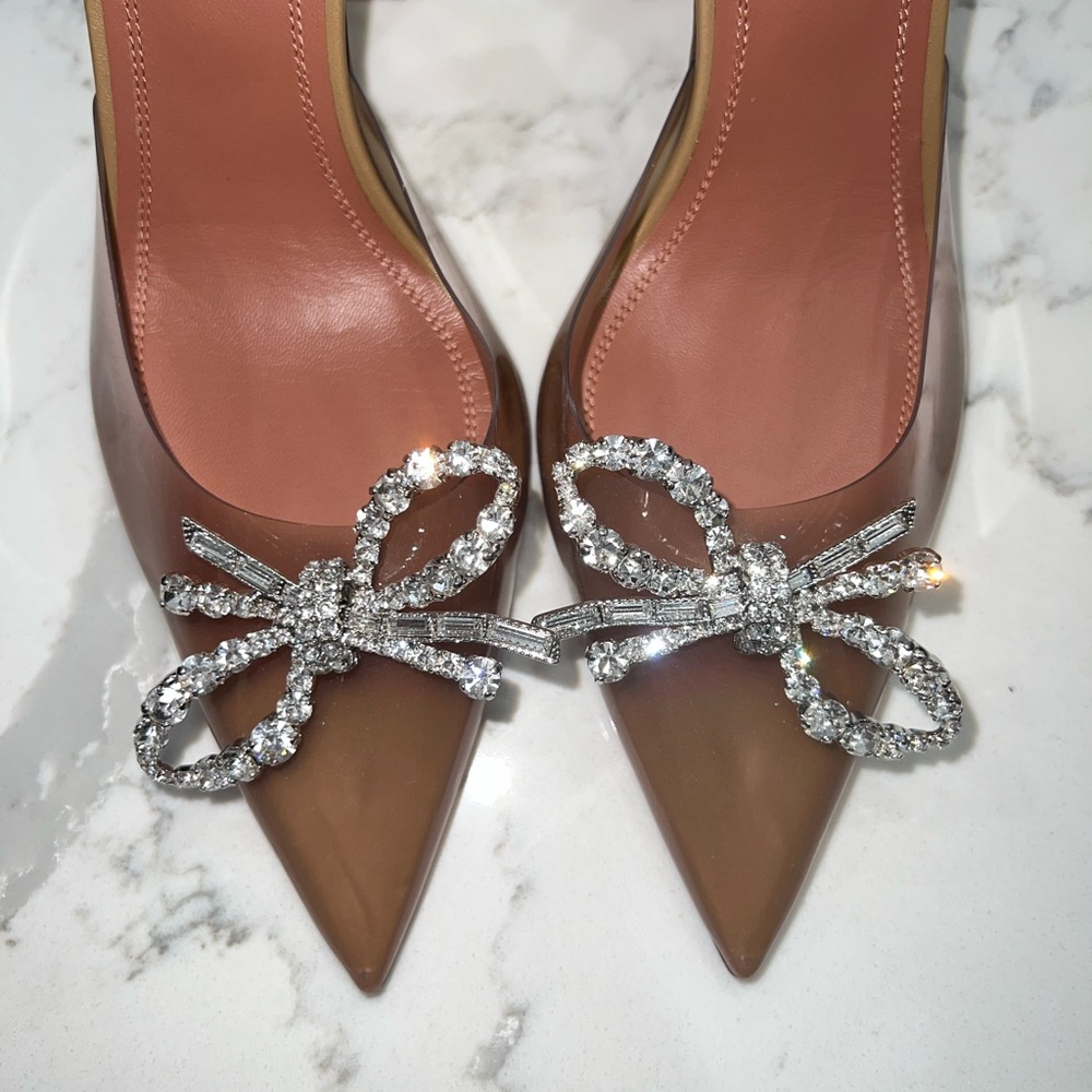 Amina Muaddi Brown Heels with Silver Embellishments - Picture 15 of 15